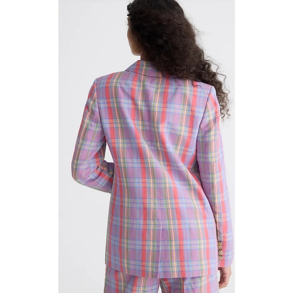 7. J.Crew Collection Willa Italian viscose-blend blazer in sunset plaid - Picture 3 of 11